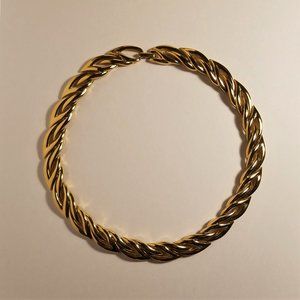 Napier Leaf or Feather Gold Tone Link Necklace